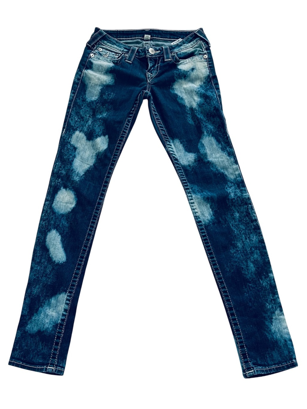 True Religion  Jeans Womens 26 X 32 Blue Skinny Stone Washed Low Rise Stretch